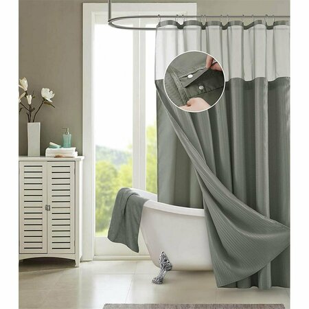 GFANCY FIXTURES 72 x 70 x 1 in. Gray Sheer & Grid Shower Curtain & Liner Set GF3670866